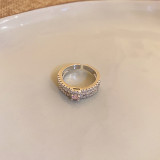 Anillo abierto del circón de las perlas artificiales del cobre de la flor geométrica del estilo simple del estilo moderno a granel