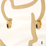1 par de pendientes de aro chapados en oro de 18 quilates con incrustaciones de esmalte geométrico de estilo Retro Simple