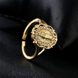 Gran oferta de Europa y América, nuevo anillo abierto de oro chapado en cobre, joyería religiosa, Virgen María