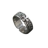 Anillo abierto de cobre con cruz retro