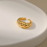 Anillo minimalista de oro de 18 quilates chapado en cobre, anillo geométrico con espejo roscado para mujer