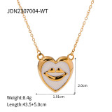 Collar de pendientes chapado en oro de 18 quilates con incrustaciones de acero inoxidable con labios estilo IG