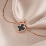 Collar de pendientes de diamantes de imitación con incrustaciones de cobre y acero de titanio y flores de estilo simple