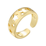 El chapado en cobre del pentagrama del estilo moderno elegante casual ahueca hacia fuera el anillo abierto plateado oro 18K