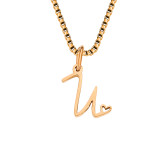 Collar con colgante chapado en oro de acero inoxidable con letras de estilo simple