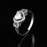 1 pieza Anillos de circón con incrustaciones de cobre en forma de corazón de estilo simple