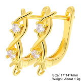 1 par de pendientes chapados en plata chapados en oro y circonita de cobre con incrustaciones huecas chapados en flores de estilo clásico de estilo Simple