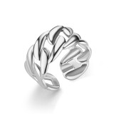 Anillo abierto de acero titanio con forma de serpiente y forma de corazón de planta a la moda, 1 pieza