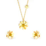 Estilo simple Flor Acero inoxidable Incrustación Circón Pendientes Collar 1 Juego