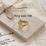 Anillos de diamantes de imitación chapados en oro de 18K de acero inoxidable con serpiente geométrica estilo IG a granel