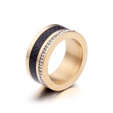 Joyería nueva moda joyería de acero titanio doble fila anillo de diamante completo punto al por mayor