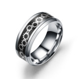Anillo geométrico de moda de titanio y acero inoxidable (placa de aleación inferior negra - 6) NHTP0059-Black-bottom-alloy-plate-6