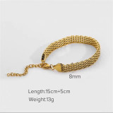 Collar de pulseras chapado en oro de 18 quilates con revestimiento de acero de titanio de color sólido de estilo vintage