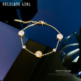 Moda Constelación Forma de corazón Flor Titanio Acero Incrustaciones Oro Zircon Pulseras 1 Pieza