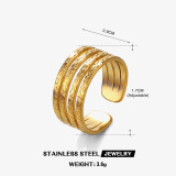 El estilo simple básico alinea los anillos abiertos plateados oro 18K del revestimiento de acero inoxidable