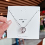 Collar de diamantes de imitación con incrustaciones de acero titanio y mariposa con cara sonriente en forma de corazón a la moda, 1 pieza