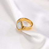 Anillos de gemas de acero de titanio ovalados de estilo simple informal a granel