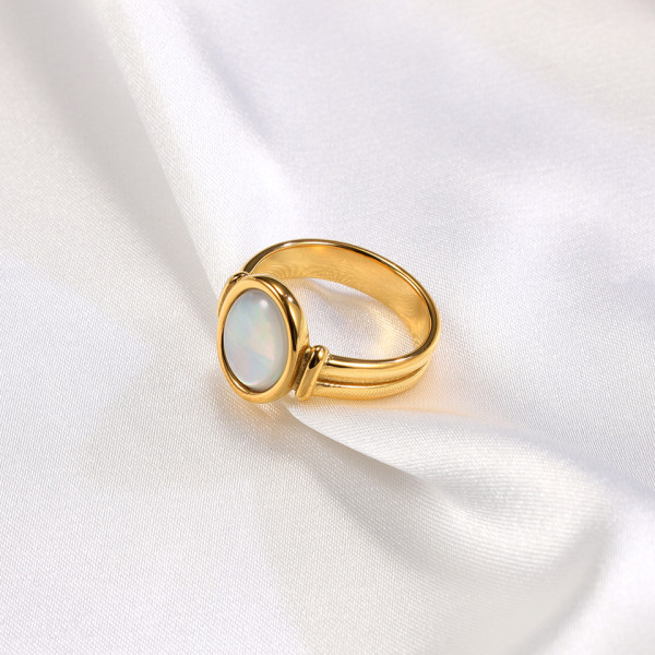 Anillos de gemas de acero de titanio ovalados de estilo simple informal a granel