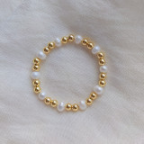 Pulseras de cobre con perlas de agua dulce geométricas de estilo moderno estilo IG