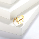 Anillo abierto chapado en oro de acero inoxidable con forma de corazón de estilo simple a granel