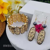 Pendientes tipo brazalete para mujer con incrustaciones de cobre y circonita de flor retro