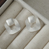 1 par de aretes de cobre chapados cuadrados de estilo simple