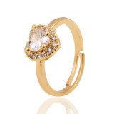 Nuevo Anillo para mujer, anillo en forma de corazón de oro chapado en cobre, joyería Simple con temperamento