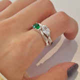 Anillo abierto plateado de circón con incrustaciones de cobre ovalado de estilo Simple estilo IG