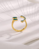 El epóxido de cobre de la cara sonriente del estilo simple plateó los anillos abiertos chapados en oro 18K
