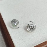 1 par de pendientes de perlas de cobre con incrustaciones de color sólido de estilo simple