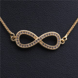 Venta caliente collar de cobre 8 palabras infinito Micro-set collar de circón cobre joyería al por mayor