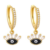 Moda Evil Eyes Shaped Mujer Incrustación Zircon Goteo Eardrop Cobre