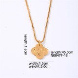 Hip-Hop estilo simple estilo romano trébol de cuatro hojas acero titanio pulido chapado en oro colgante collar