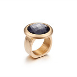 Joyería al por mayor del anillo de cristal con incrustaciones de color simple del acero inoxidable del vintage