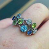 Anillos de diamantes de imitación con incrustaciones de cobre redondos de estilo simple