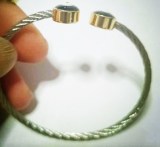 Pulseras de anillos unisex de epoxi de cobre y acero inoxidable con ojo del diablo de estilo Simple Retro