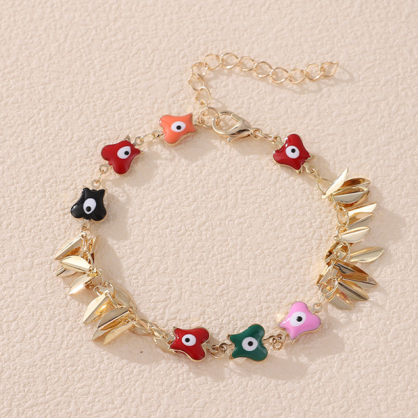 Pulseras con revestimiento de esmalte de cobre, flor en forma de corazón, ojo del diablo, estilo Simple informal