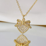 Collar Con Colgante De Circón Chapado En Cobre En Forma De Corazón De Moda