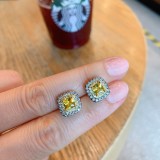 Glam Retro cuadrado cobre chapado incrustaciones circón anillos para mujer pulseras pendientes