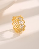 Anillos chapados en oro de 18K con incrustaciones huecas de cobre de loto de estilo moderno de estilo francés lujoso