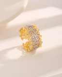 Anillos chapados en oro de 18K con incrustaciones huecas de cobre de loto de estilo moderno de estilo francés lujoso