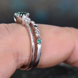 Anillo de circonio para mujer, nuevo anillo de Esmeralda microconjunto blanco chapado en cobre K, a la moda