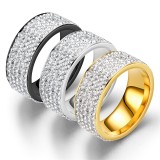 Joyería al por mayor del anillo de los pares del acero inoxidable del diamante de la Cinco-fila de la moda