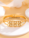 Brazalete de circón con incrustaciones ahuecadas con revestimiento de acero de titanio cuadrado redondo brillante de estilo simple