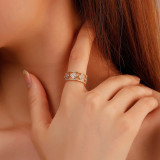 Nuevo anillo transfronterizo para nudillo de dedo índice, anillo de flor de circón con microincrustaciones de moda, anillo geométrico hueco
