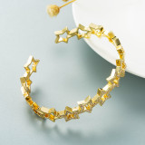 Pulsera de circón colorida con microincrustaciones de oro Real chapada en cobre con estrella de cinco puntas de amor hueco creativo