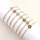 Pulsera ajustable de cobre simple con microincrustaciones de circonitas y flores coloridas
