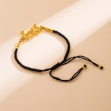 1 pieza INS estilo MAMA Cross Devil's Eye Bee cuerda cobre trenzado incrustación circón 18K pulseras chapadas en oro