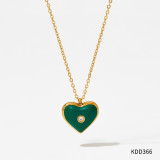 Collar de pendientes de diamantes de imitación con incrustaciones de acero inoxidable en forma de corazón de estilo simple