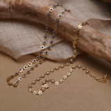 Collar chapado en oro con revestimiento de esmalte de cobre y flores de estilo simple y elegante